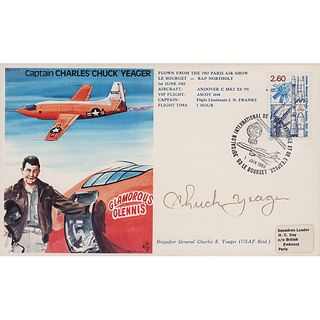 Chuck Yeager Signed Flown 1983 Paris Air Show Cover