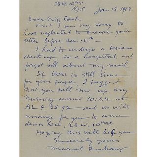Marcel Duchamp Autograph Letter Signed