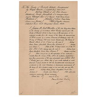 James Abbott McNeill Whistler Document Signed