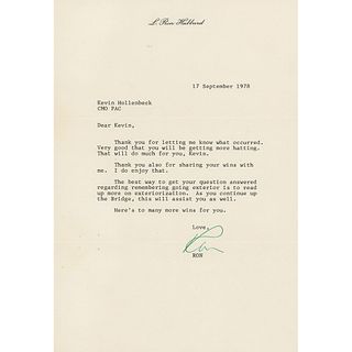 L. Ron Hubbard Typed Letter Signed
