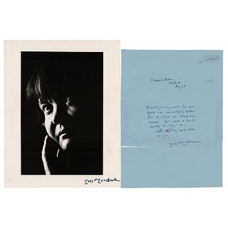 Iris Murdoch Signed Photograph and Autograph Letter Signed