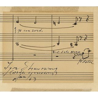 Igor Stravinsky Musical Quotation Signed
