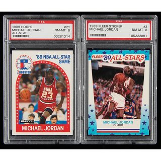 Michael Jordan (2) 1989 Basketball Cards PSA NM-MT 8