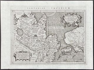 Ptolemy & Magini, pub. 1596 - Map of Tartary and the Strait of Anian (including part of America)