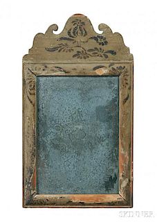 Small Light Green-painted and Stencil-decorated Mirror