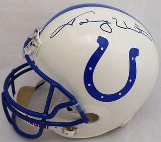 Johnny Unitas Signed Colts Full Size Replica Helmet (BAS LOA)