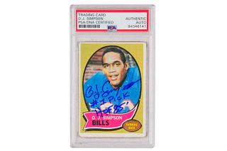 1970 Topps O.J Simpson Signed "#1 Pick HOF 85" Inscribed PSA AUTHENTIC