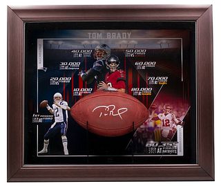 Tom Brady Signed Bucs Duke Football NFL All-Time Passing Yards Record Shadowbox
