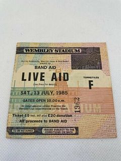 Live Aid Ticket Genuine Original Owned From New Wembley 1985 Good Condition