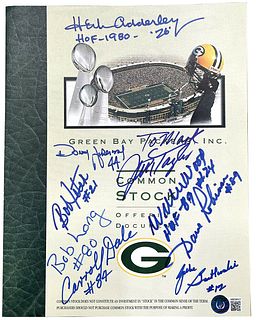 Green Bay Packers Greats Signed Packers Common Stock Book 10 Signatures (BAS LOA)