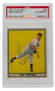 Red Ruffing Signed 1941 Play Ball #20 New York Yankees Card PSA SLABBED