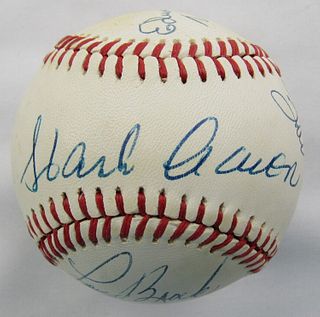 HOFers Signed Baseball Willie Mays Hank Aaron Stan Musial Warren Spahn +3 (JSA LOA)