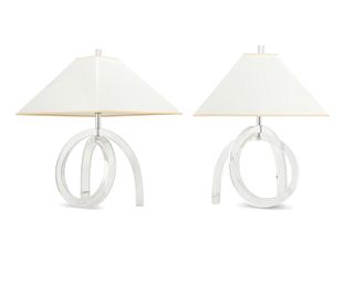A pair of Herb Ritts Sr. "Pretzel" Lucite table lamps, for Astrolite