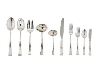 A Reed and Barton "Classic Rose" sterling silver flatware service