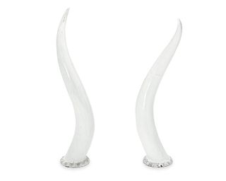 A pair of ceramic horns