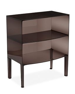 A translucent brown acrylic cabinet