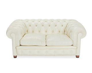 A leather Chesterfield sofa