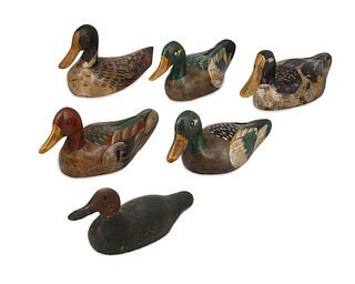 A group of American folk art duck decoys