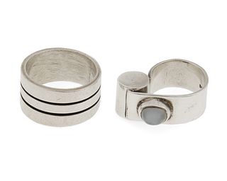Two Modernist silver rings