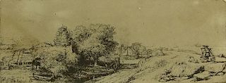 19th Century Etching "Landscape with Cottage".