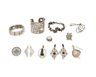 A group of Modernist-style silver jewelry
