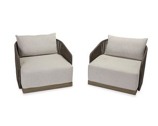 A pair of Restoration Hardware "Havana" outdoor lounge chairs