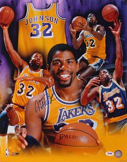 Magic Johnson Signed Lakers 16x20 Photo (PSA COA)