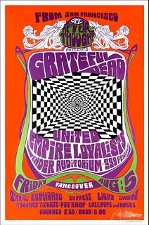 Grateful Dead Poster Vancouver 1966 Nice Signed Artists Print by Bob Masse w COA