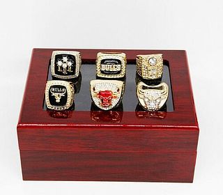 6pcs/set Chicago Bulls Championship Rings Size 11 In wood Box Collections