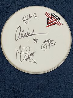 RARE Van Halen Signed Drum Head Eddie Alex Anthony Gary (JSA LOA)