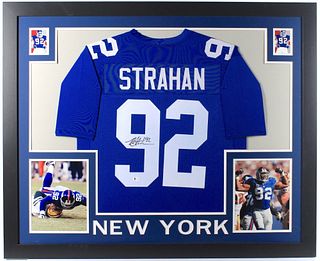 Michael Strahan Signed 35x43 Custom Framed Jersey (Beckett COA)