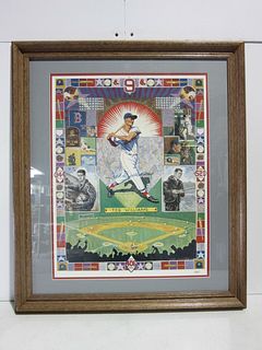 TED WILLIAMS SIGNED FRAMED RED SOX 20x24 LITHOGRAPH (JSA COA)