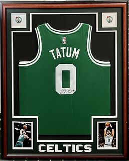 Jayson Tatum Signed Celtics #0 NBA Jersey Framed (FANATICS COA)