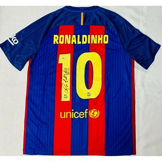 Barcelona Ronaldinho Signed Soccer Jersey Autographed BAS Beckett COA