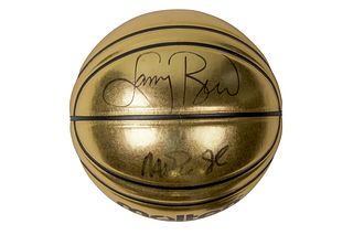Magic Johnson & Larry Bird Signed GOLD Molten Basketball (Beckett Witnessed)