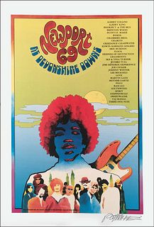 1969 Newport Pop Festival Poster Jimi Hendrix Signed Artist's Edition Bob Masse