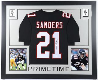 Deion Sanders Signed 35x43 Custom Framed Jersey (Beckett COA)