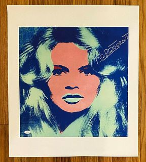 Brigitte Bardot Signed 20x24 Andy Warhol Canvas Print JSA COA