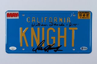 David Hasselhoff & William Daniels Signed "Knight Rider" 6x12 License Plate Inscribed "Kitt" (Beckett COA & JSA COA) (See Description)