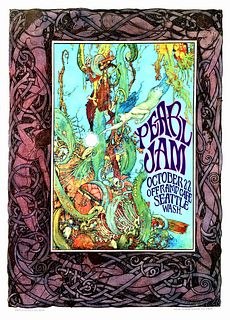 Pearl Jam Fan Poster Honors 1st Show Off Ramp Cafe Seattle '90 Signed Bob Masse