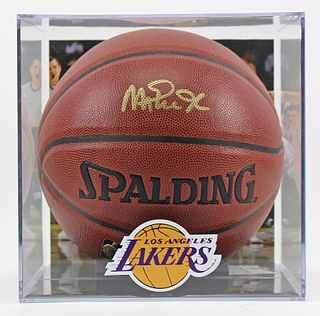Magic Johnson Signed NBA Game Ball Series Basketball with High-Quality Display Case (Beckett COA)