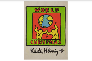 RARE Keith Haring Authentic Drawing on Vintage Paper SIGNED and Stamped by Haring Estate