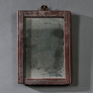 Red-painted and Carved Wood-framed Mirror