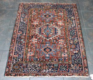 Antique And Finely Hand Woven Heriz Style Carpet