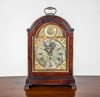 GEORGE III BRASS-MOUNTED AND GILT-METAL MAHOGANY MANTLE CLOCK