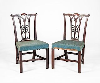 PAIR OF GEORGE III MAHOGANY SIDE CHAIRS, IN THE NEO-GOTHIC TASTE