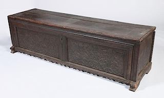 CONTINENTAL CARVED AND STAINED BLANKET CHEST