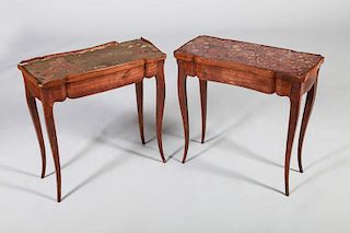 PAIR OF LOUIS XV STYLE FRUITWOOD SIDE TABLES