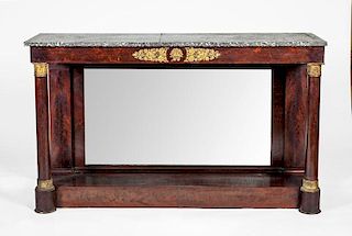 EMPIRE STYLE GILT-METAL-MOUNTED MAHOGANY CONSOLE