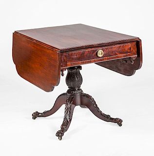 FEDERAL CARVED MAHOGANY PEMBROKE TABLE, NEW YORK